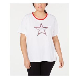 NWT TOMMY HILFIGER Womens White Short Sleeve T-Shirt Active Wear Top Plus 1X